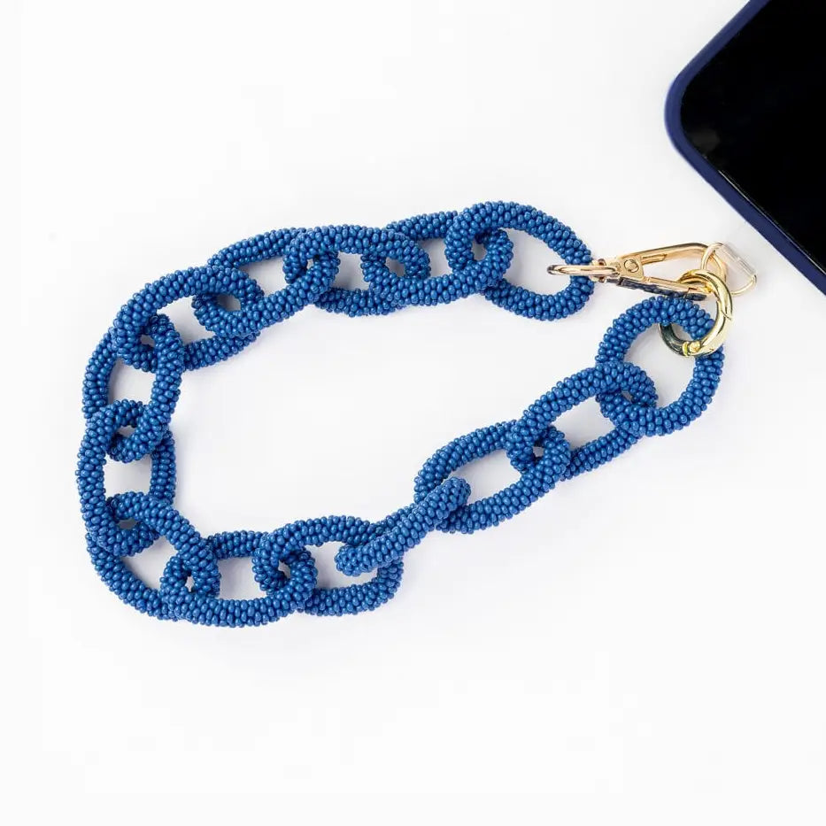 Handmade Beaded Chain Link Bag Charm & Phone Bracelet