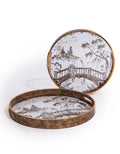 Dark Gold Chinoiserie Garden Serving Tray | Large