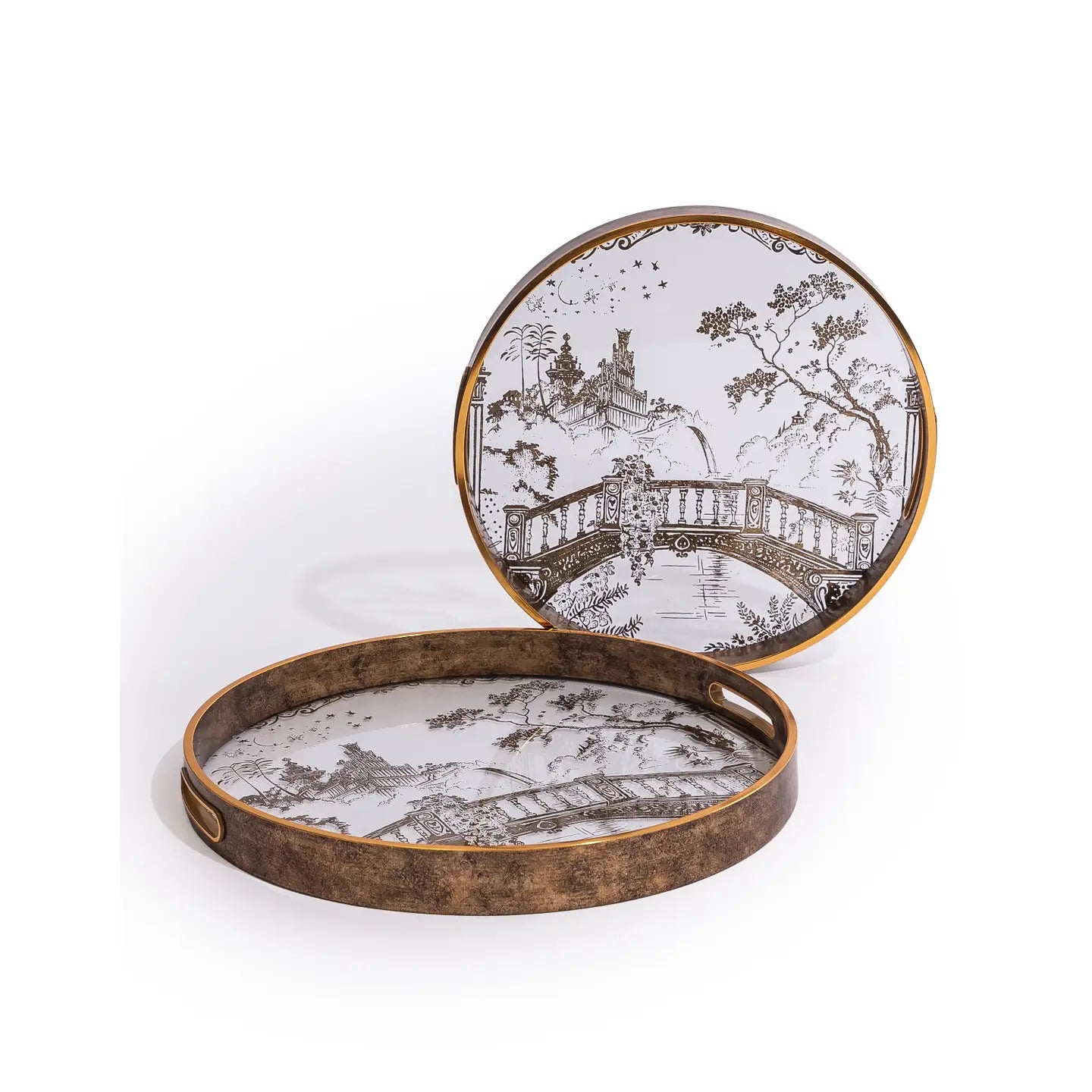 Dark Gold Chinoiserie Garden Tray | Small