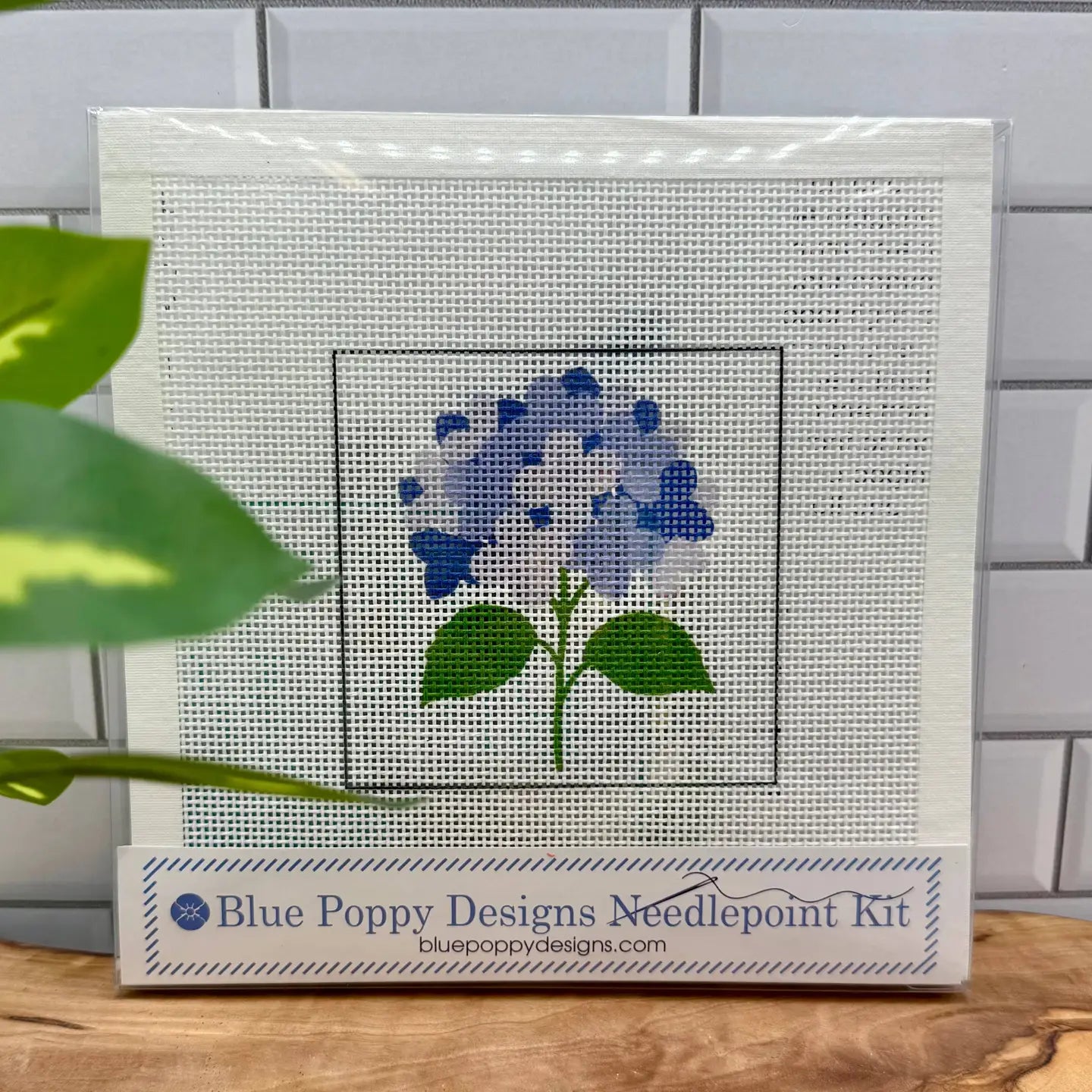 Blue Hydrangea Needlepoint Kit | Grandmillennial Embroidery Craft Kit for Home & Gift Giving