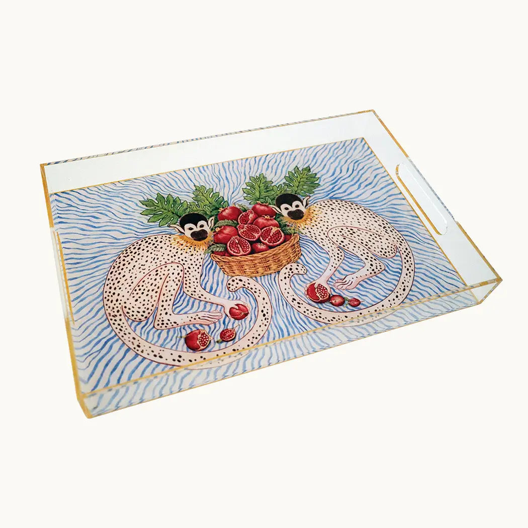 Acrylic Monkey Tray | Chinoiserie Decorative Serving Tray