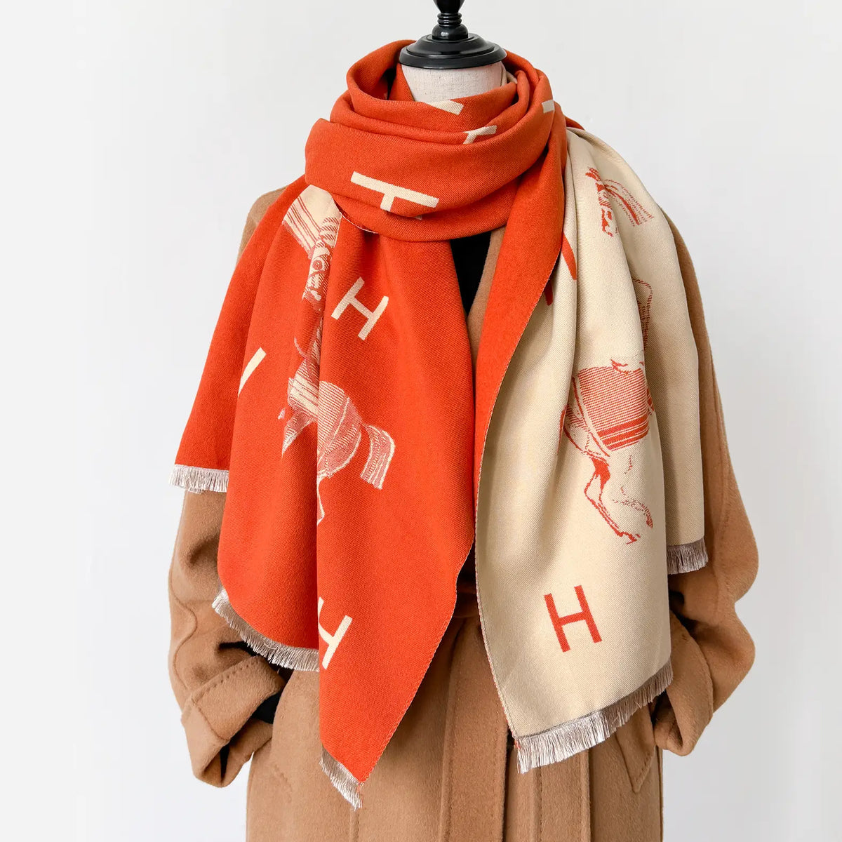 Reversible Orange & Cream Wrap | Designer Wrap