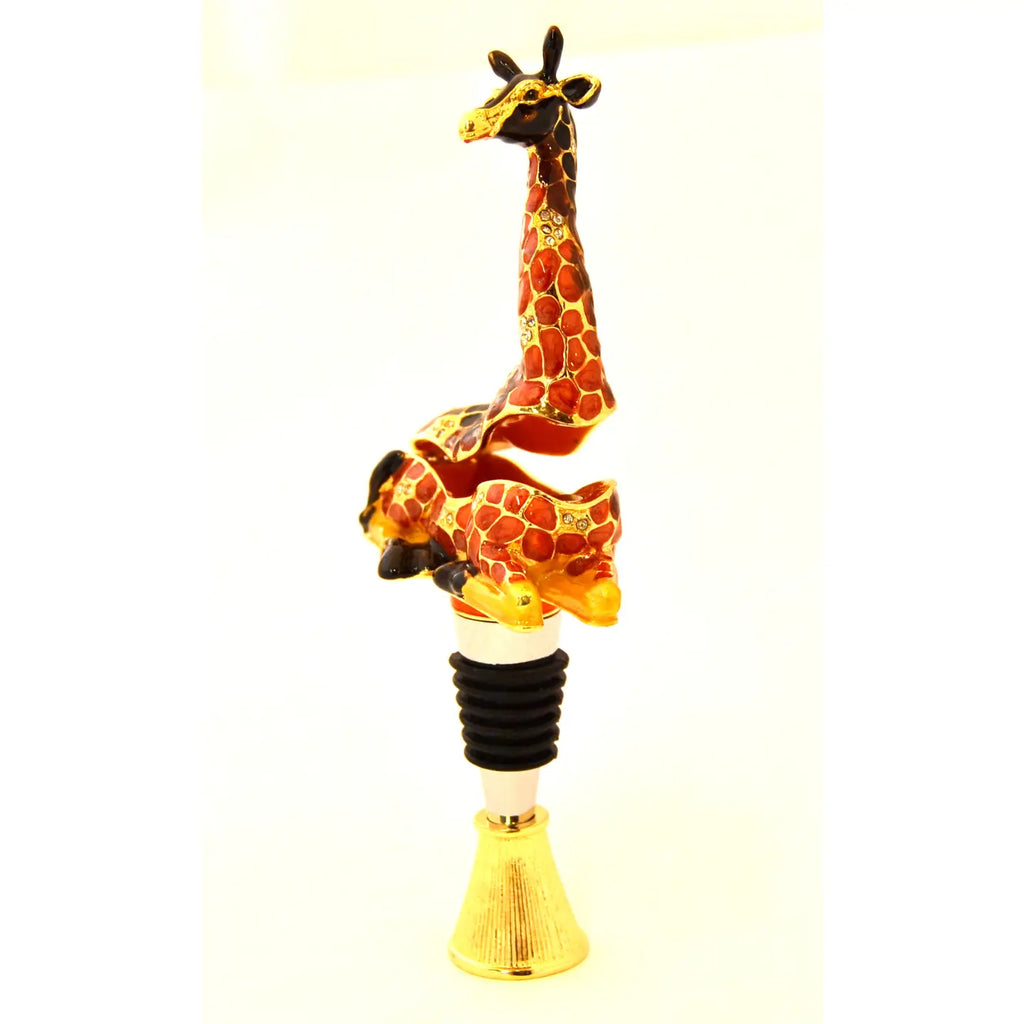 Giraffe Trinket Box & Bottle Stopper with Display Stand | Grandmillennial Barware