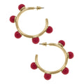 Allison Fuchsia Resin Beaded Hoop Earrings