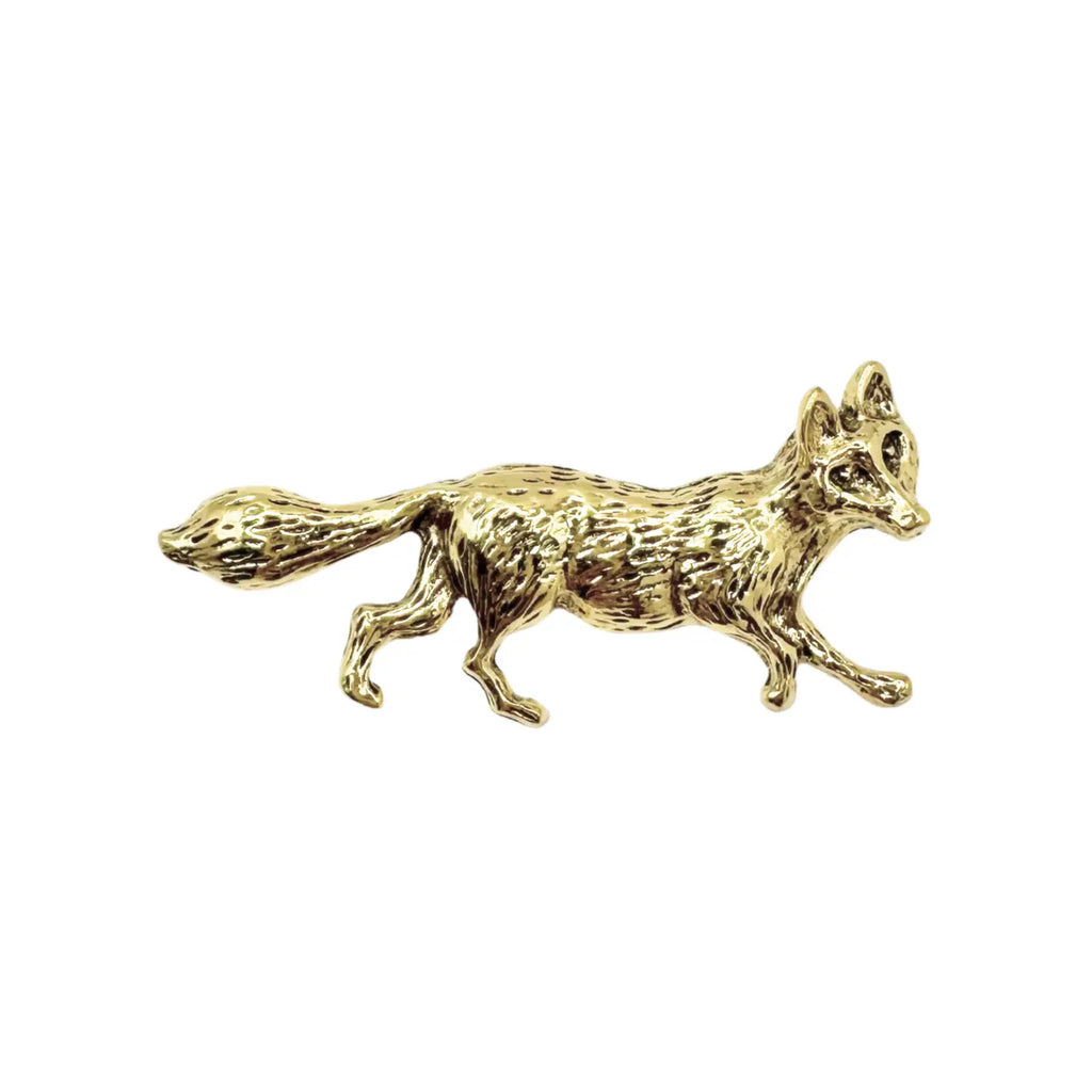 Whimsical Walking Brass Fox Brooch | Elevated Brass Brooch