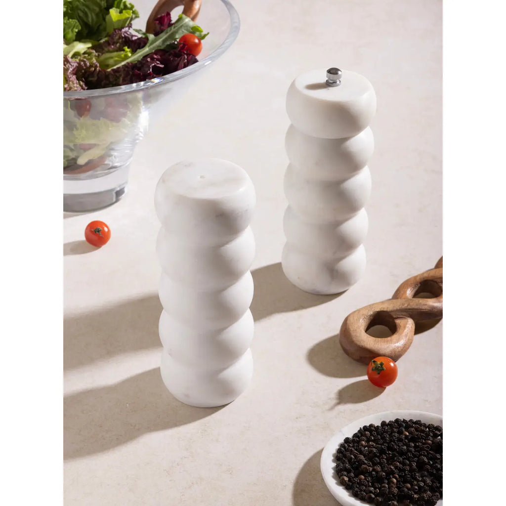 Quinto Sculpted Marble Salt & Pepper Set
