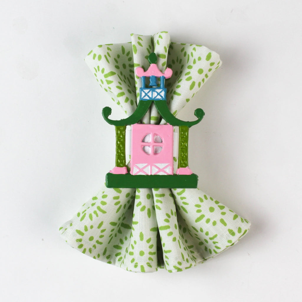 Chinoiserie Pagoda Napkin Rings, Set of 4