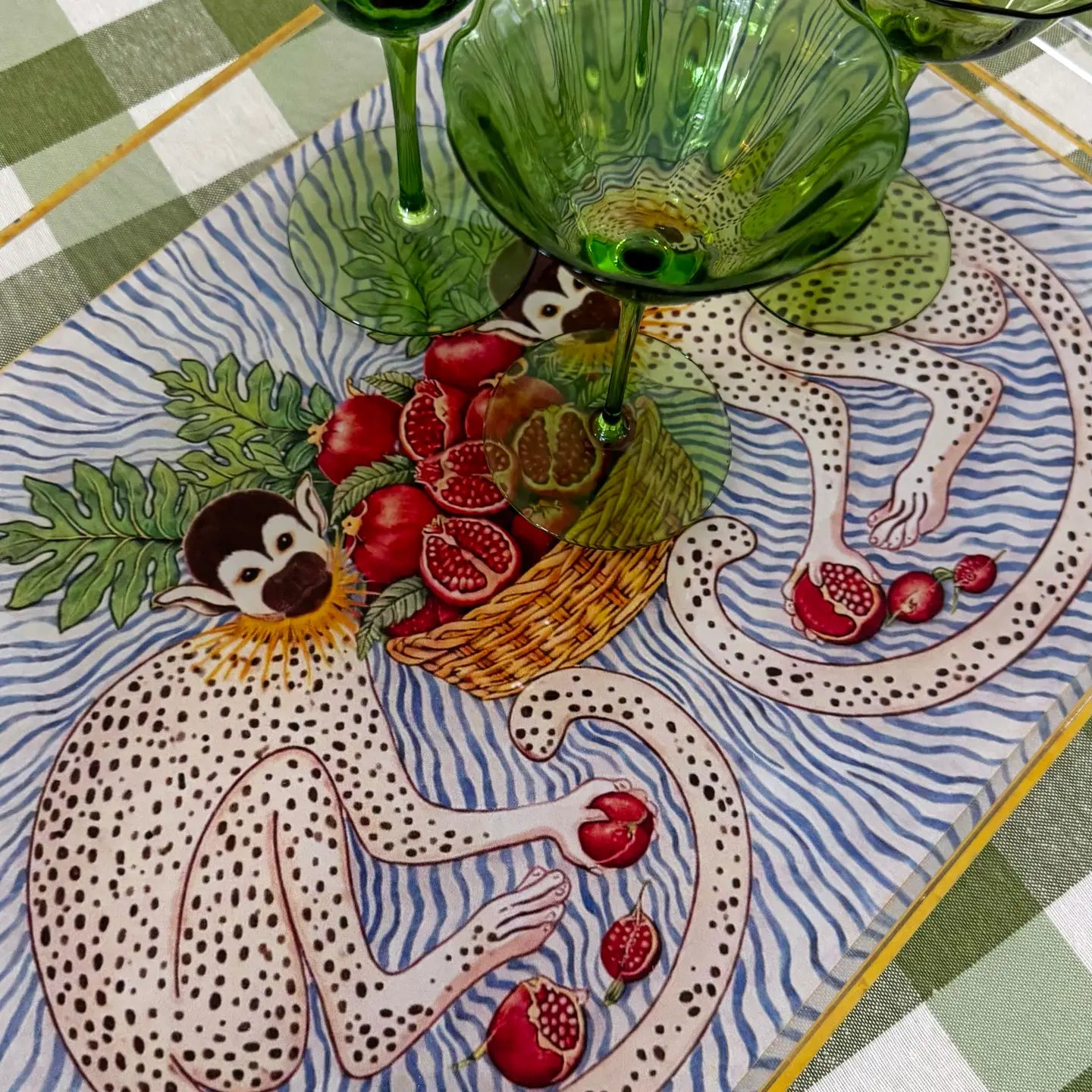 Acrylic Monkey Tray | Chinoiserie Decorative Serving Tray