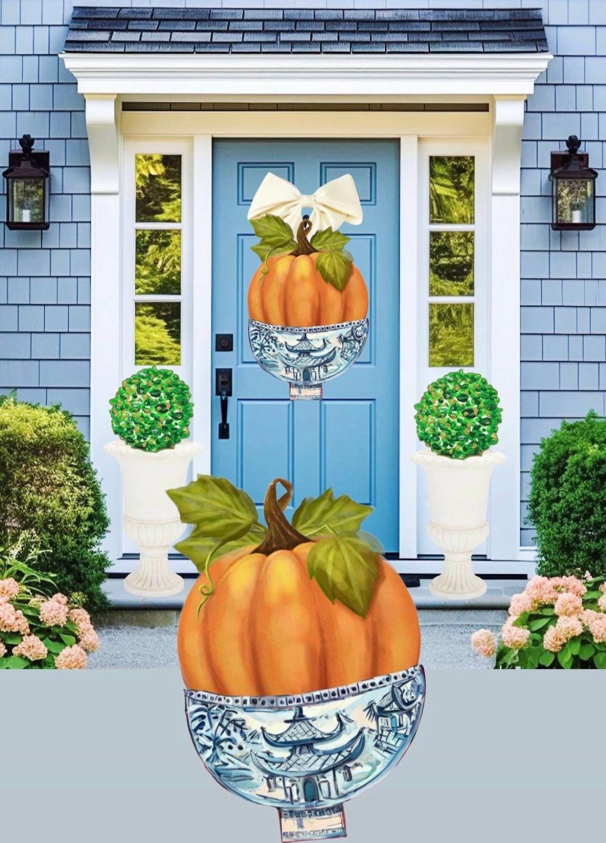 Designer Chinoiserie Pumpkin in Ginger Jar Door Hanger
