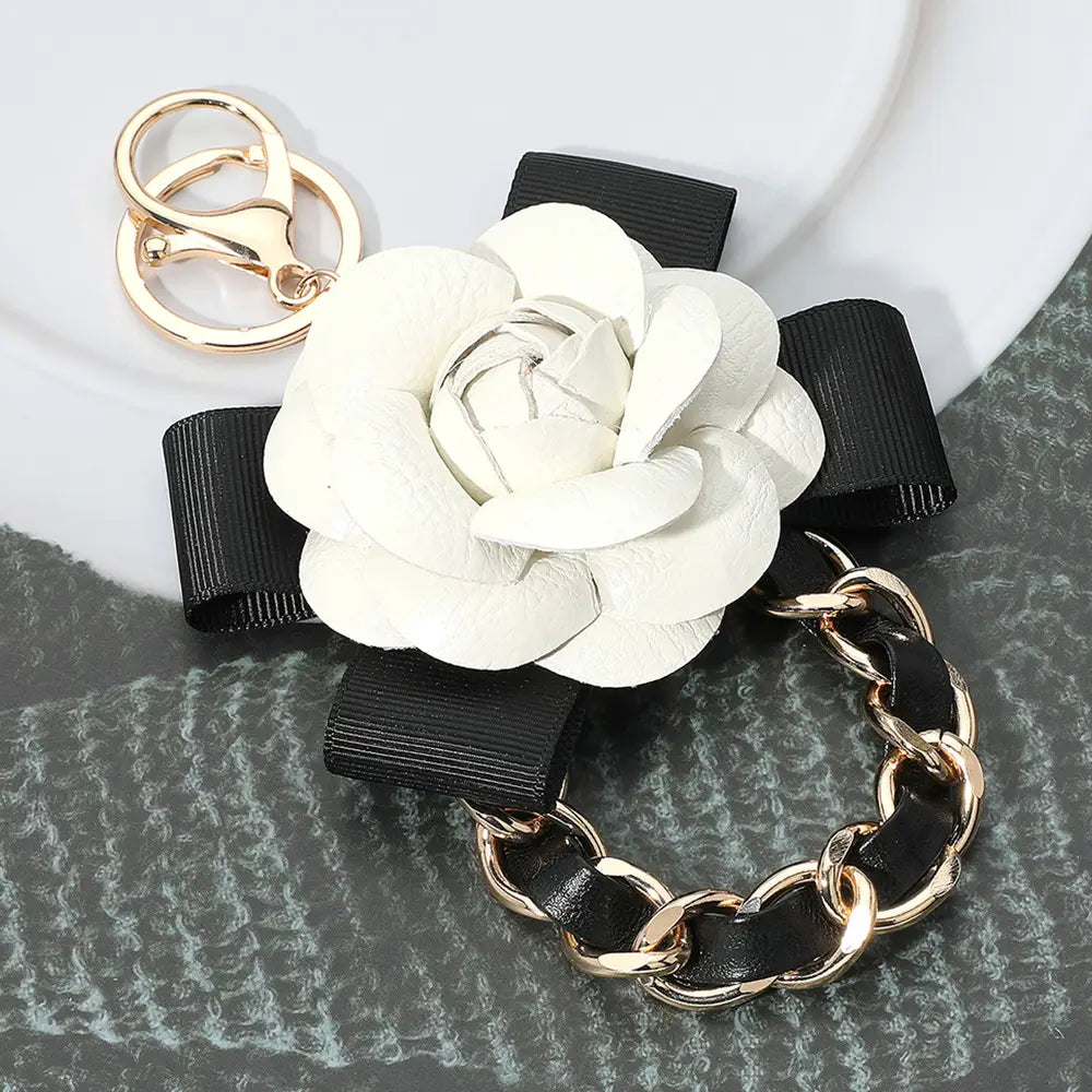 Bow & Rose Faux Leather Keychain & Bag Charm