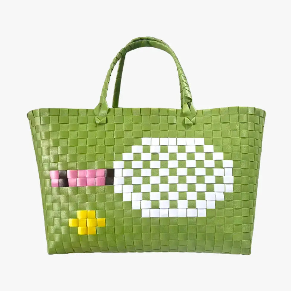 Tennis Woven Basket Bag | Chic Preppy Tote for Tennis Lovers