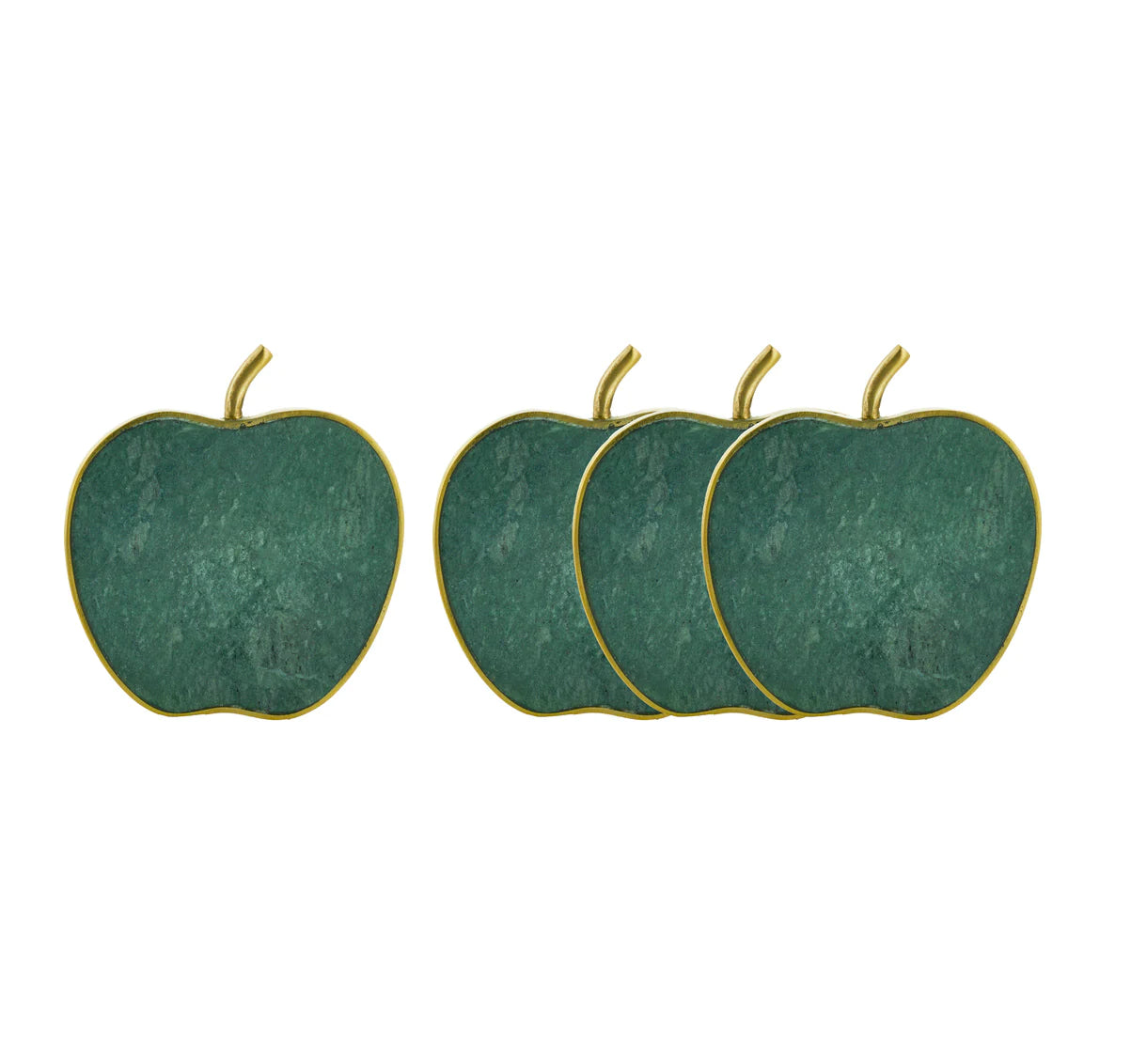 The Cutest Green Marble Apple Coaster Set