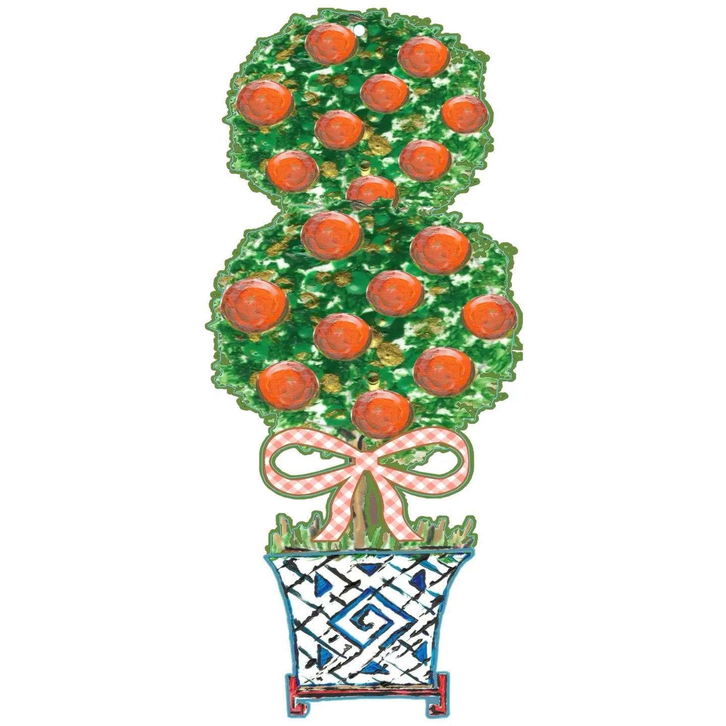 Large Citron Topiary Door Hanger | Designer Chinoiserie Door Decor