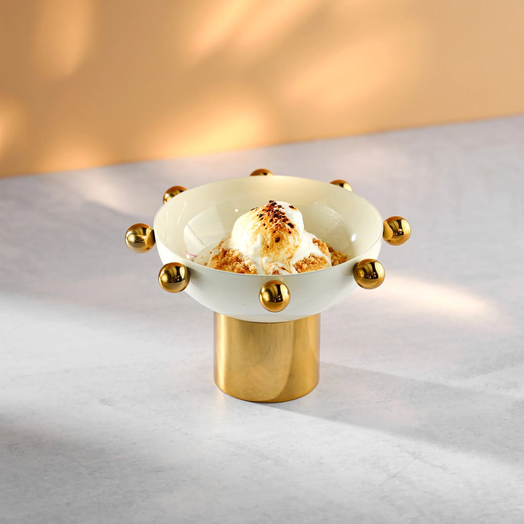 Temari White and Gold Bowl
