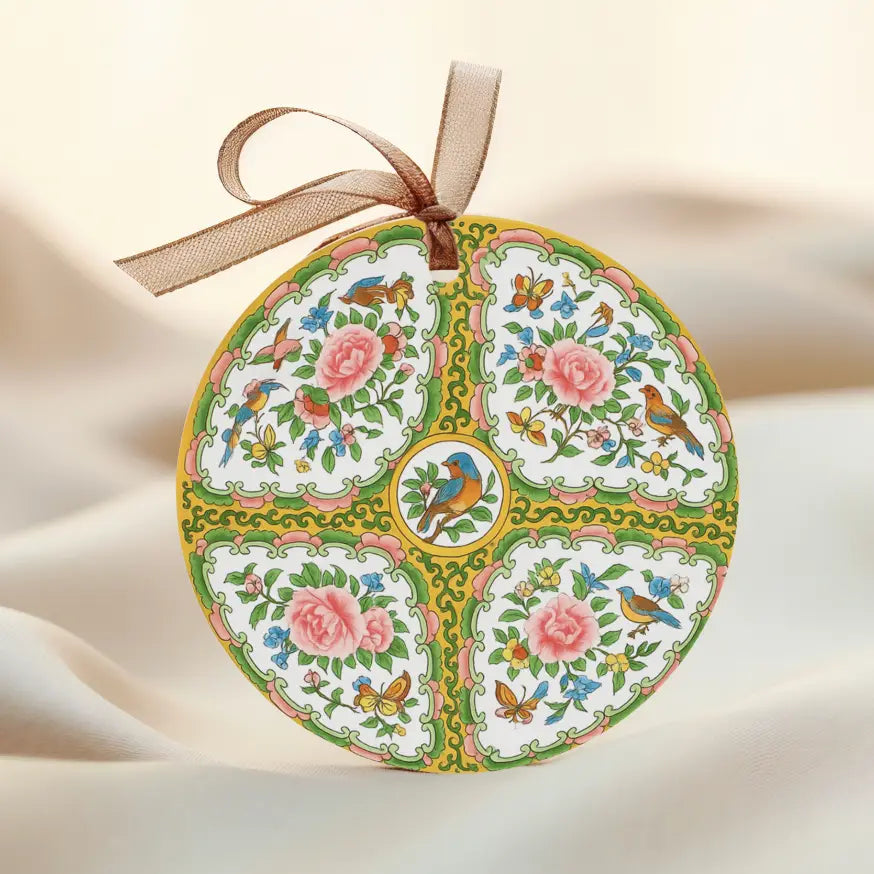 Antique Rose Medallion Round Gift Tag Set of 8 | Grandmillennial Style Gift Tag Set