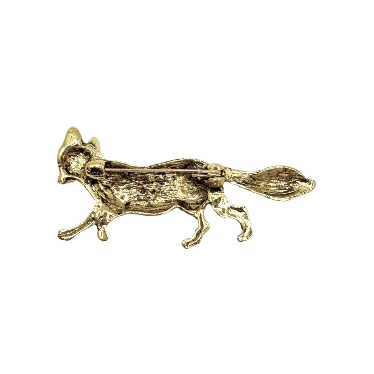Whimsical Walking Brass Fox Brooch | Elevated Brass Brooch