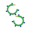 Spunky Studded Resin Hoop Earrings in Green & Blue