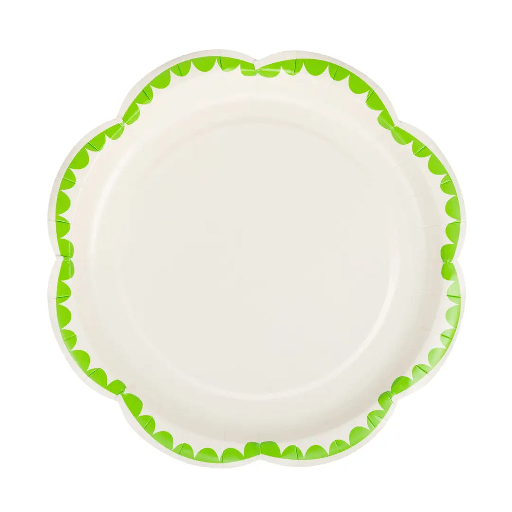 Green Scalloped Paper Dessert Plates | Elegant Party Tableware
