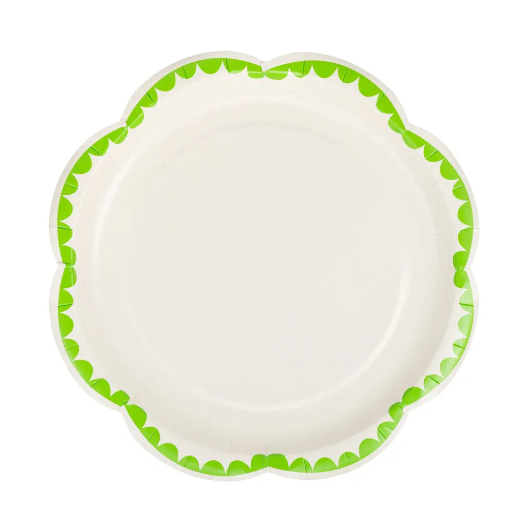 Green Scalloped Paper Dessert Plates | Elegant Party Tableware