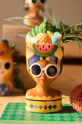 Ceramic Lady Vase with Watermelon Fruit Hat | Palm Beach Home Decor