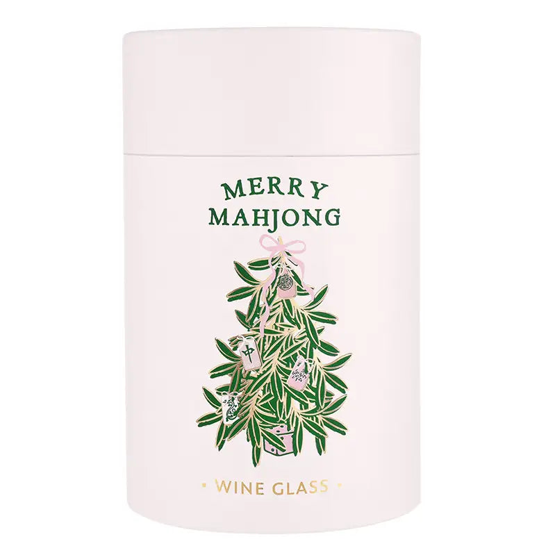 Merry Mahjong Gold Foil Stemless Wine Glass | Luxury Barware