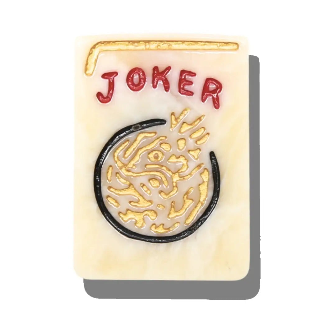 Hand-Painted Mahjong "Joker" Tile Brooch | Chinoiserie Pin