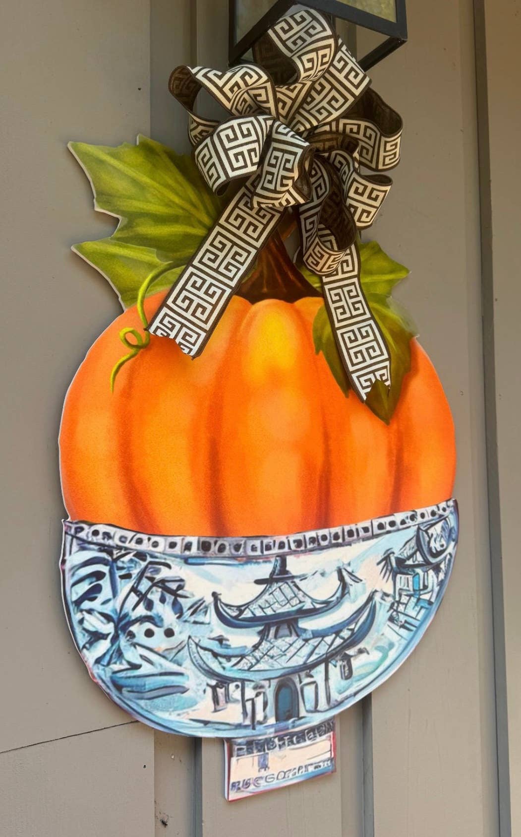 Designer Chinoiserie Pumpkin in Ginger Jar Door Hanger