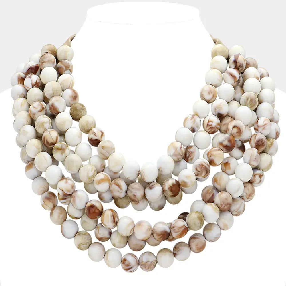 Chunky Acrylic Bead Layered Necklace Multiple Colors