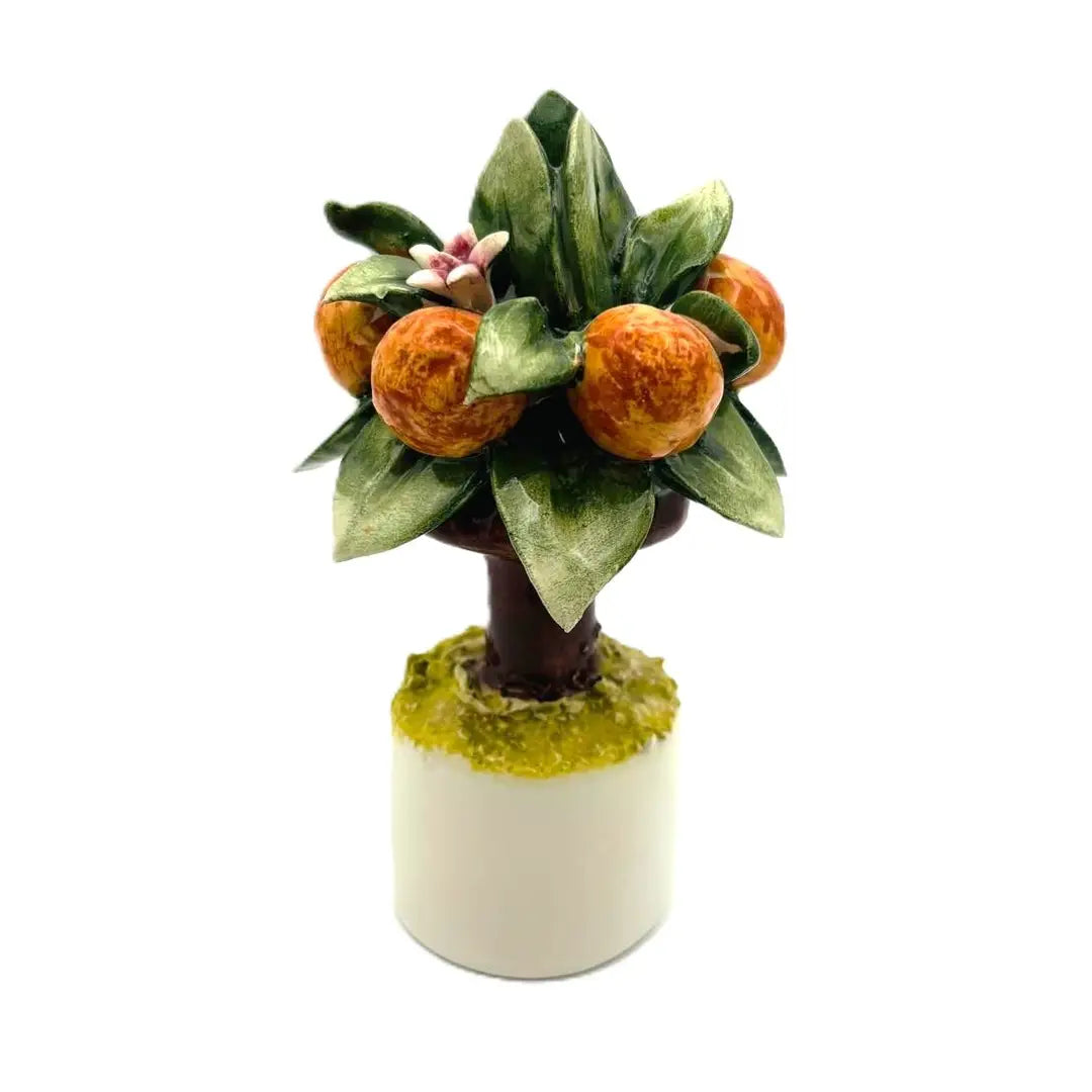 Capodimonte Hand-Painted Italian Orange Plant Sculpture