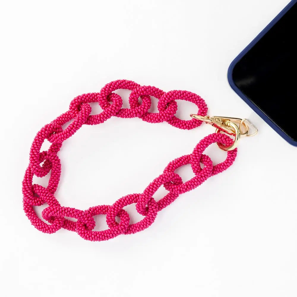 Handmade Beaded Chain Link Bag Charm & Phone Bracelet
