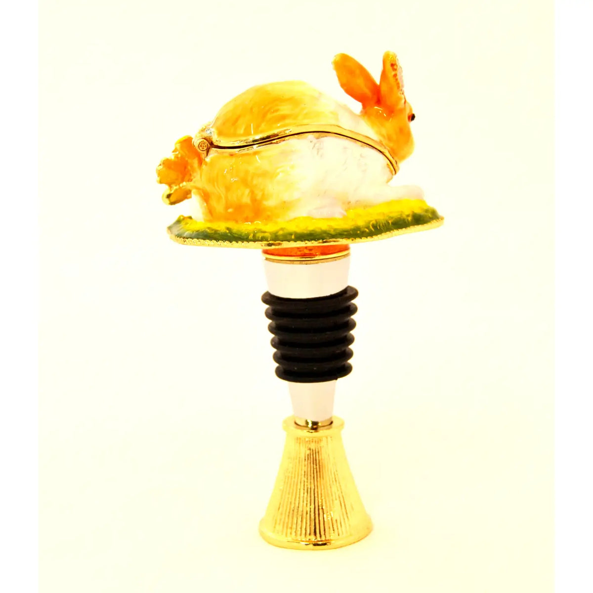 Bunny with Baby Trinket Box Bottle Stopper with Stand | Elevated Bar Accessories