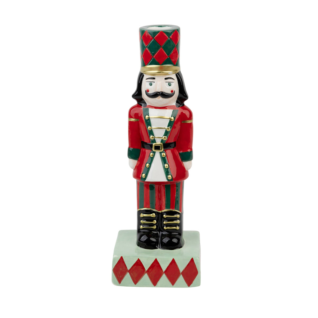 Hand-Painted Nutcracker Candlestick | Traditional Christmas Decor