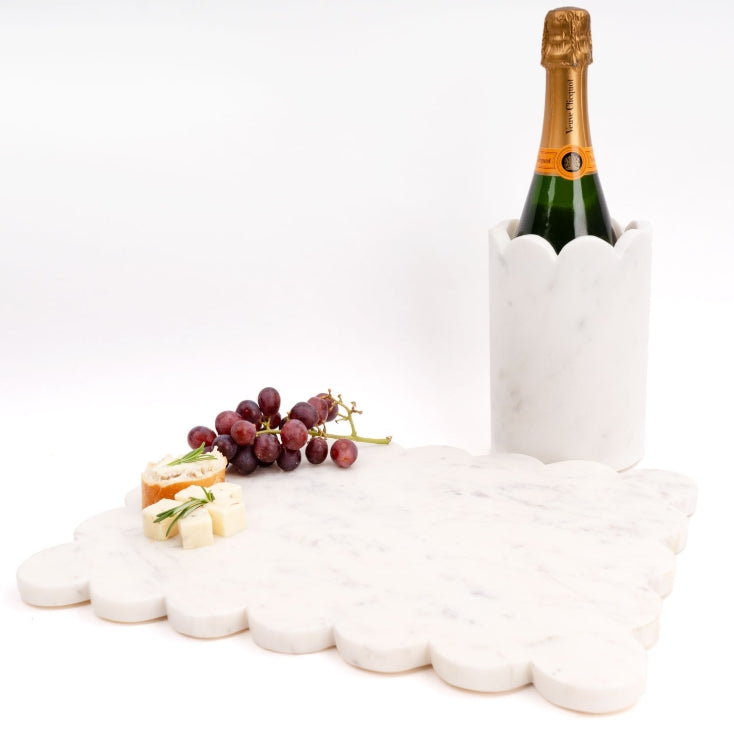 White Marble Scalloped Wine & Champagne Chiller