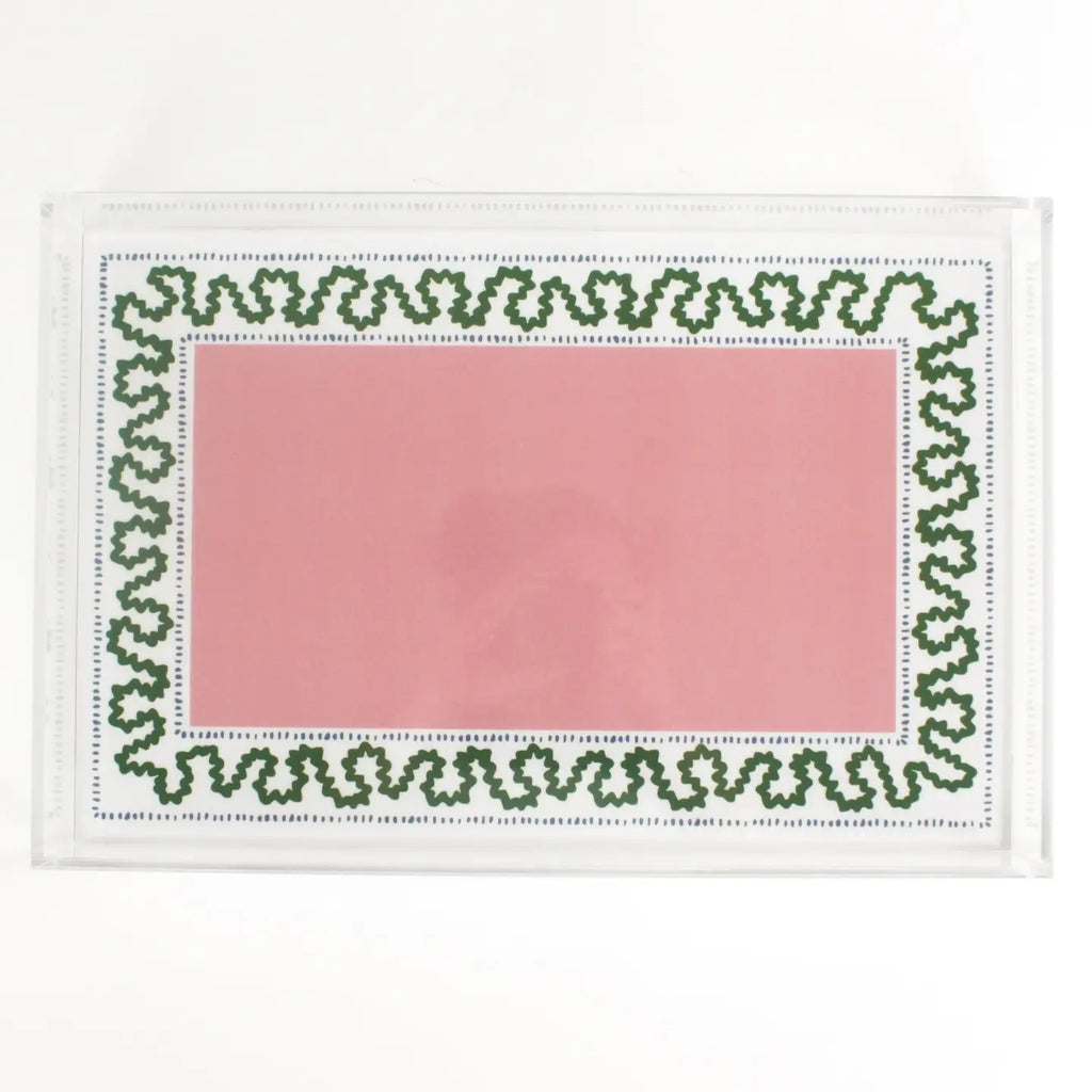 Palm Beach Style Green and Pink Acrylic Tray