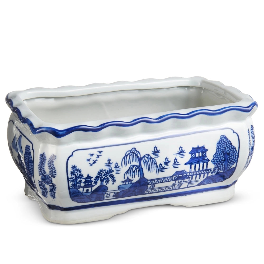 Blue & White Chinoiserie Planter | Decorative Ceramic Cachepot