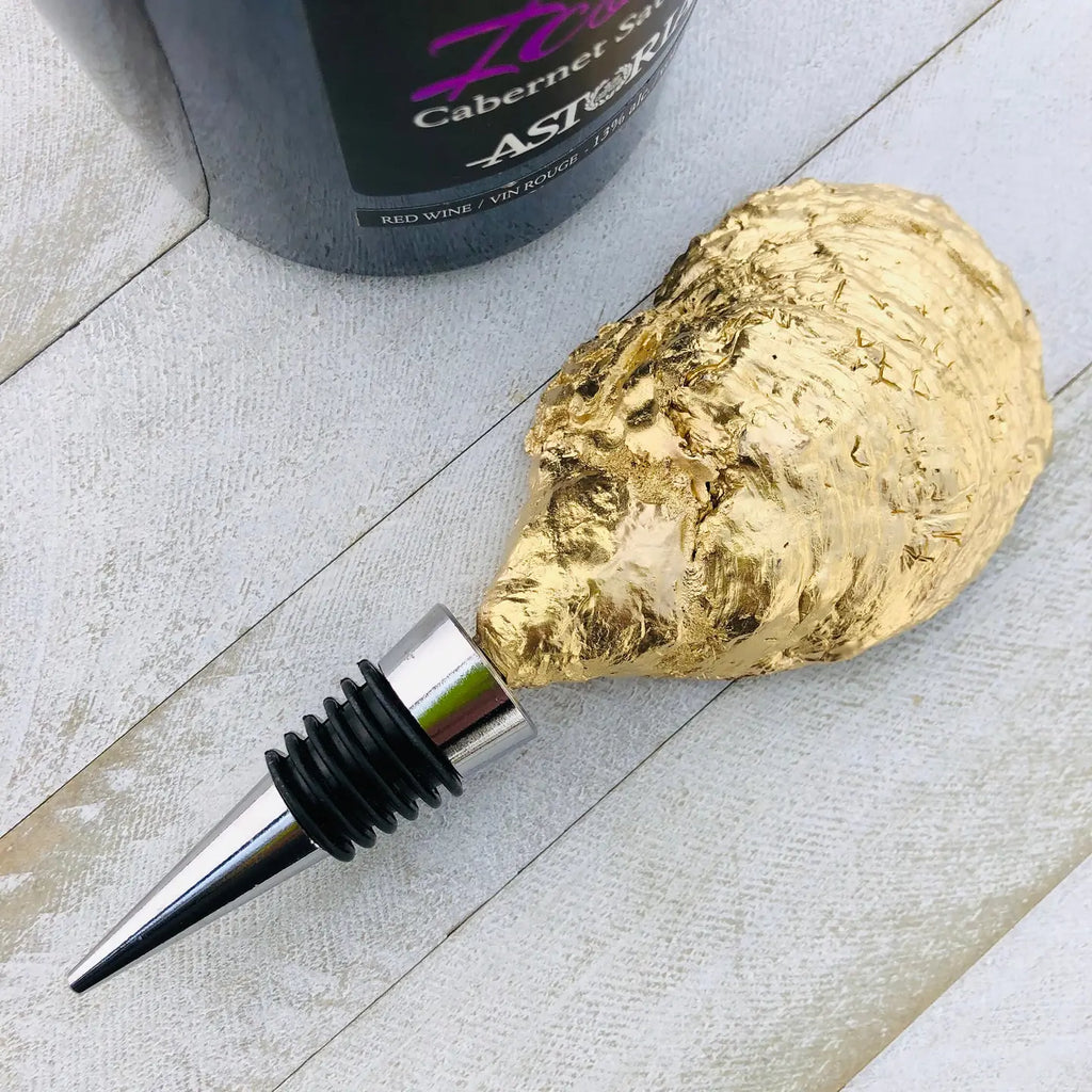 Blue & White Trellis Oyster Shell Wine Stopper