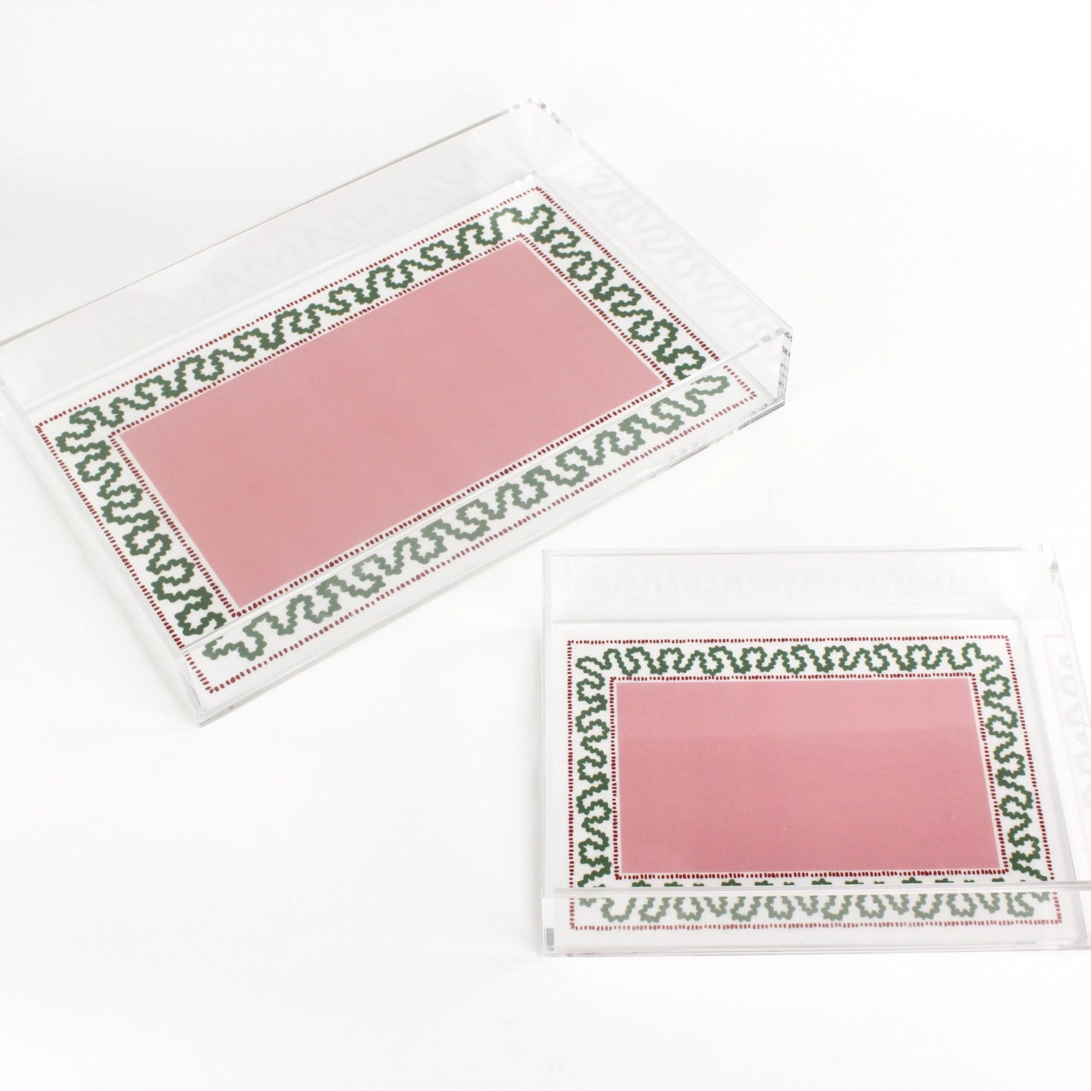 Palm Beach Style Green and Pink Acrylic Tray