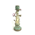 Antiqued Ornate Cheetah Candlestick | Grandmillennial Decor