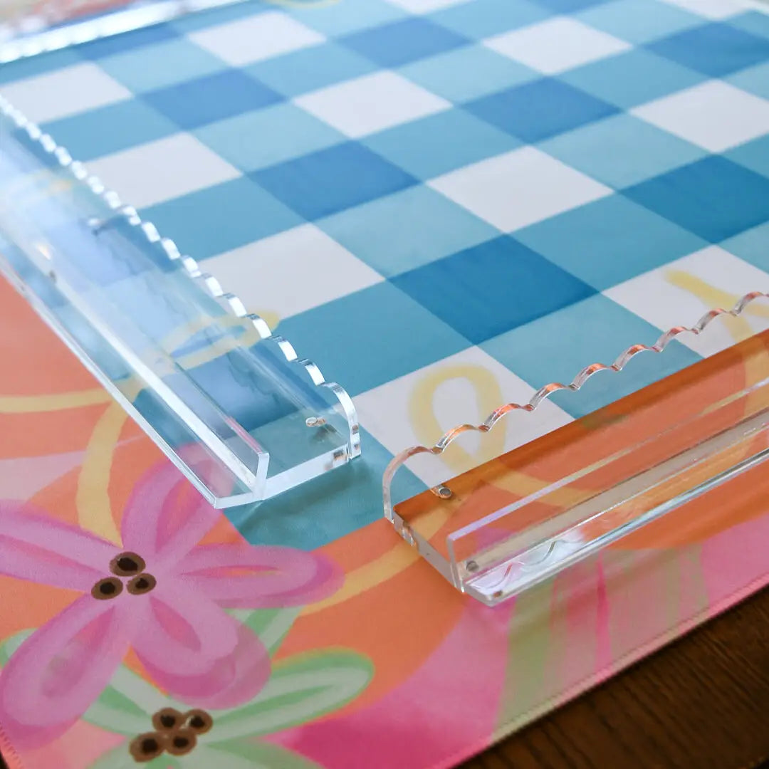 The Floral & Checkered Mahjong Mat | Colorful Mahjong Game Mat for Entertaining & Game Nights | The Posh Pagoda by K Willis Interiors