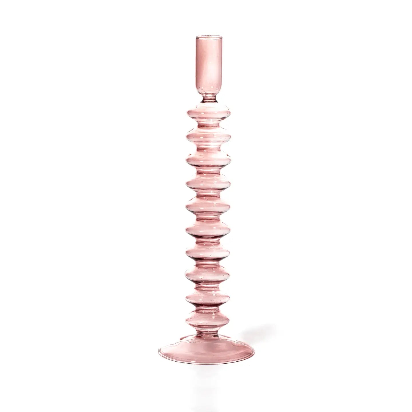 Taper Candlestick | Colored Glass | Rose Quartz