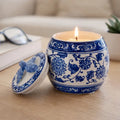 Blue & White Chinoiserie Ceramic Jar Candle | Peony Scented Soy Wax