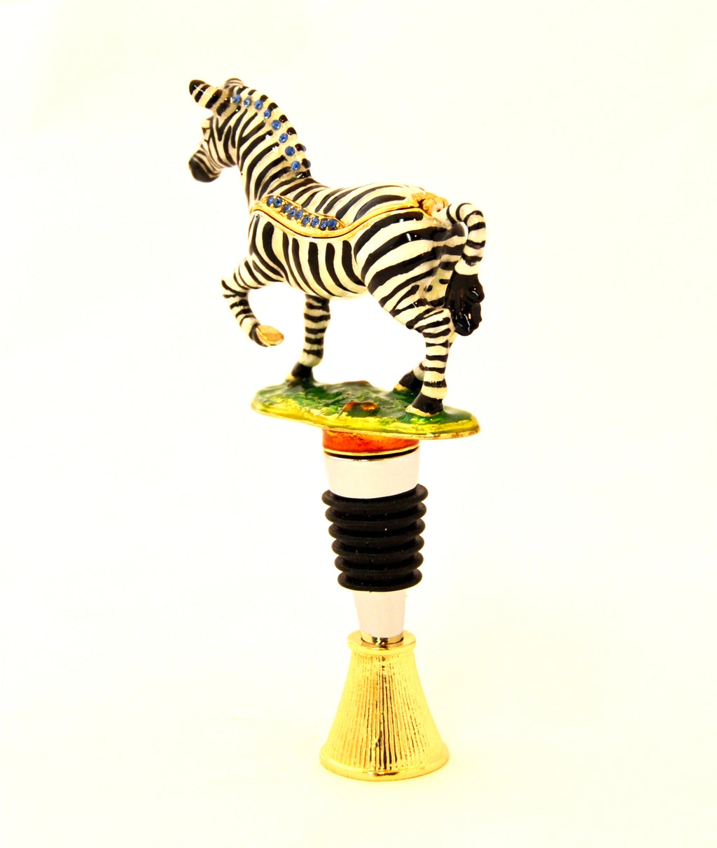Zebra Trinket Box & Bottle Stopper with Display Stand | Grandmillennial Barware