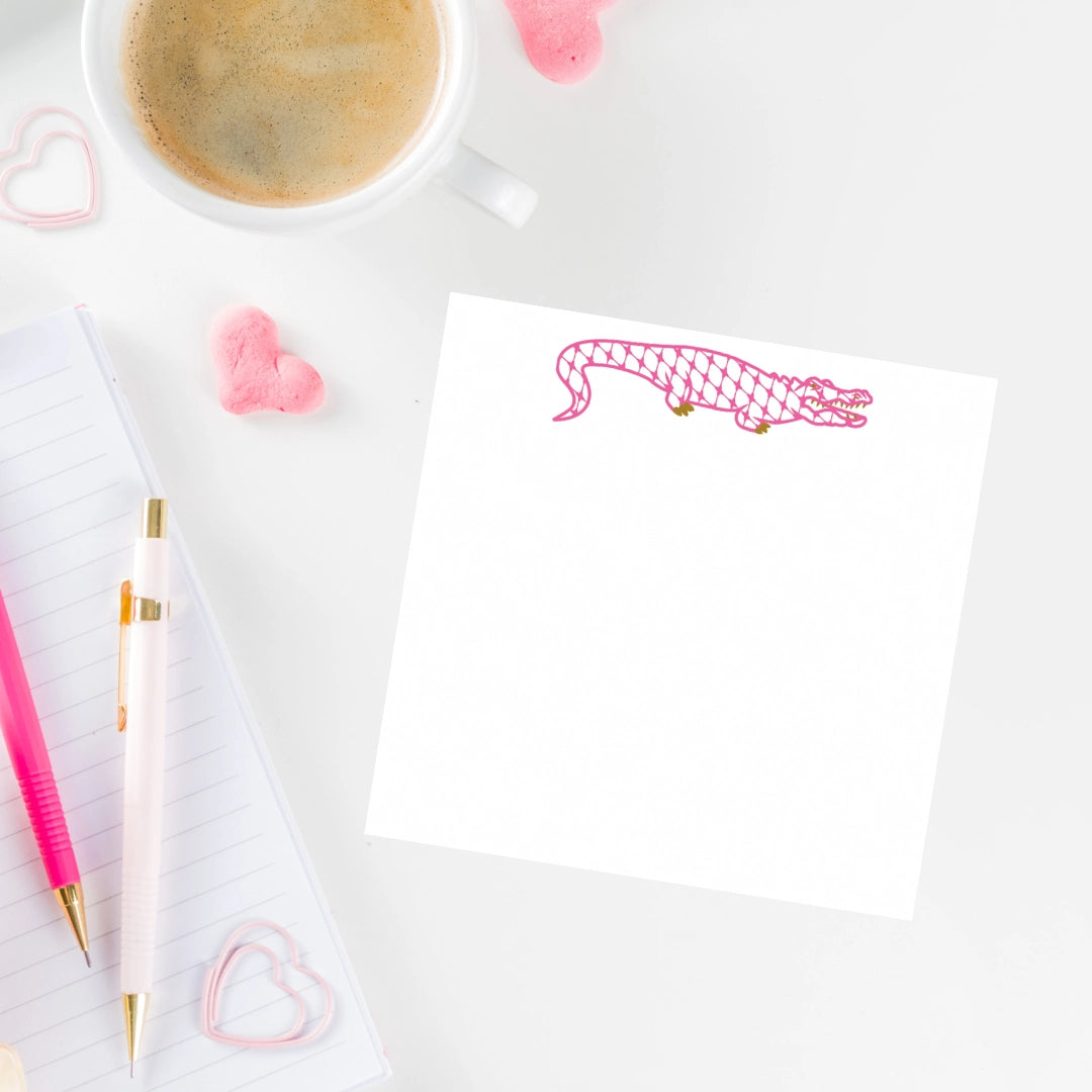 Chic Alligator Notepad Pink & Gold