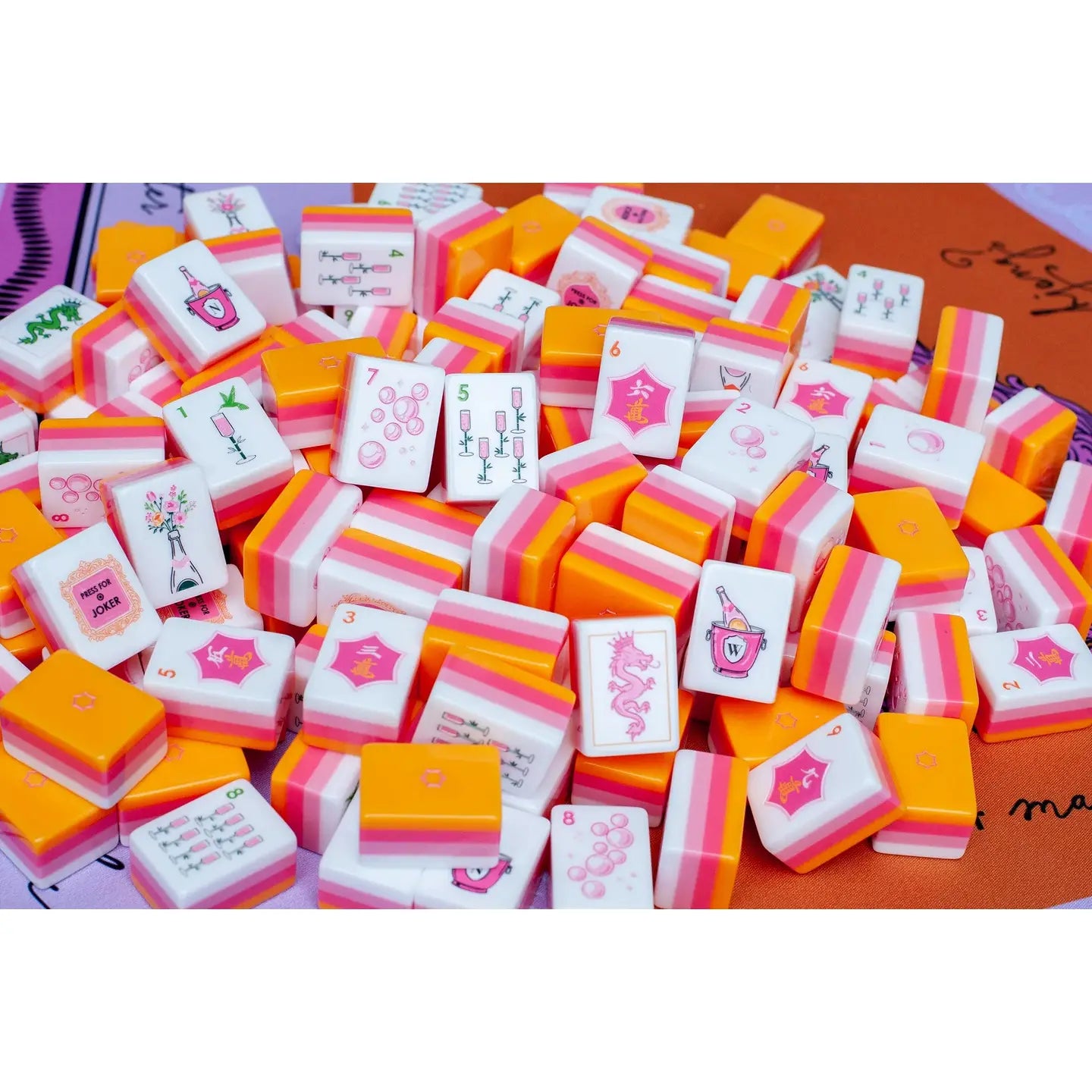 Bams and Bubbly Mahjong Tiles - Champagne