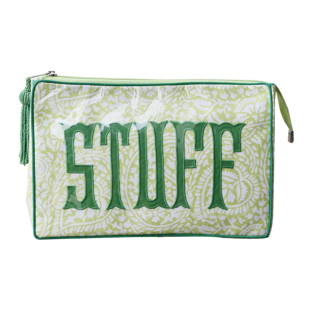 Customized Lime Green Cosmetic Bag | Personalized Travel Makeup Bag