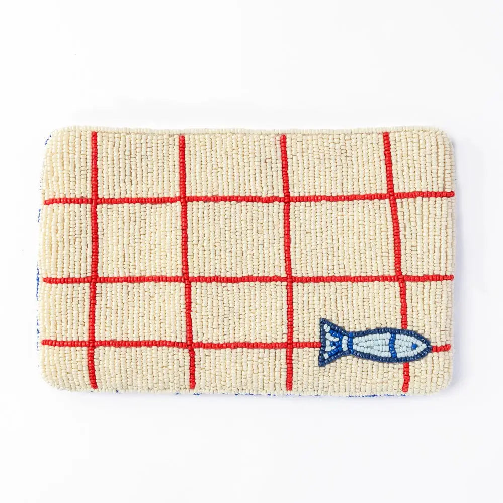 Handmade Lelia Sardine Seed Bead Clutch with Strap