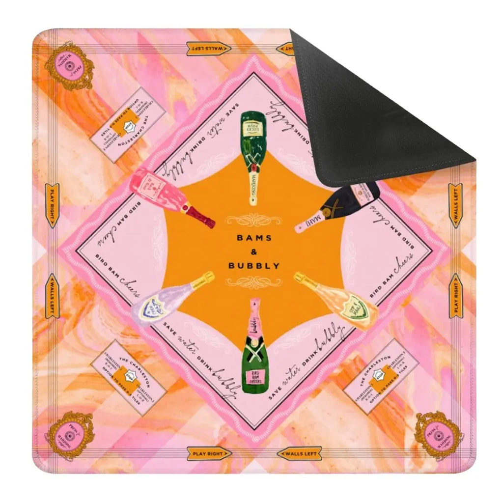 Bams & Bubbly Mahjong Mat | Designer Mahjong Game Night Accessory