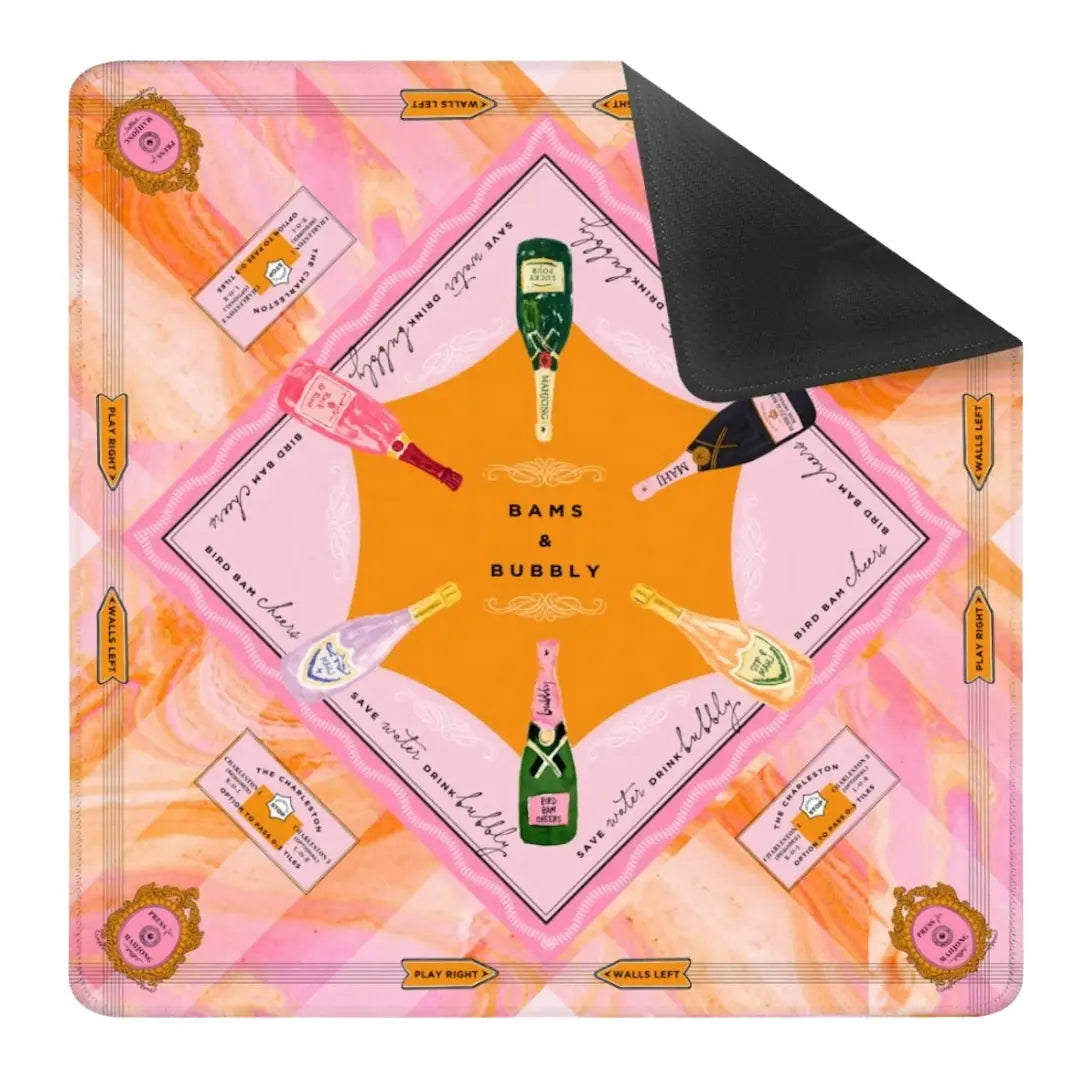 Bams & Bubbly Mahjong Mat | Designer Mahjong Game Night Accessory