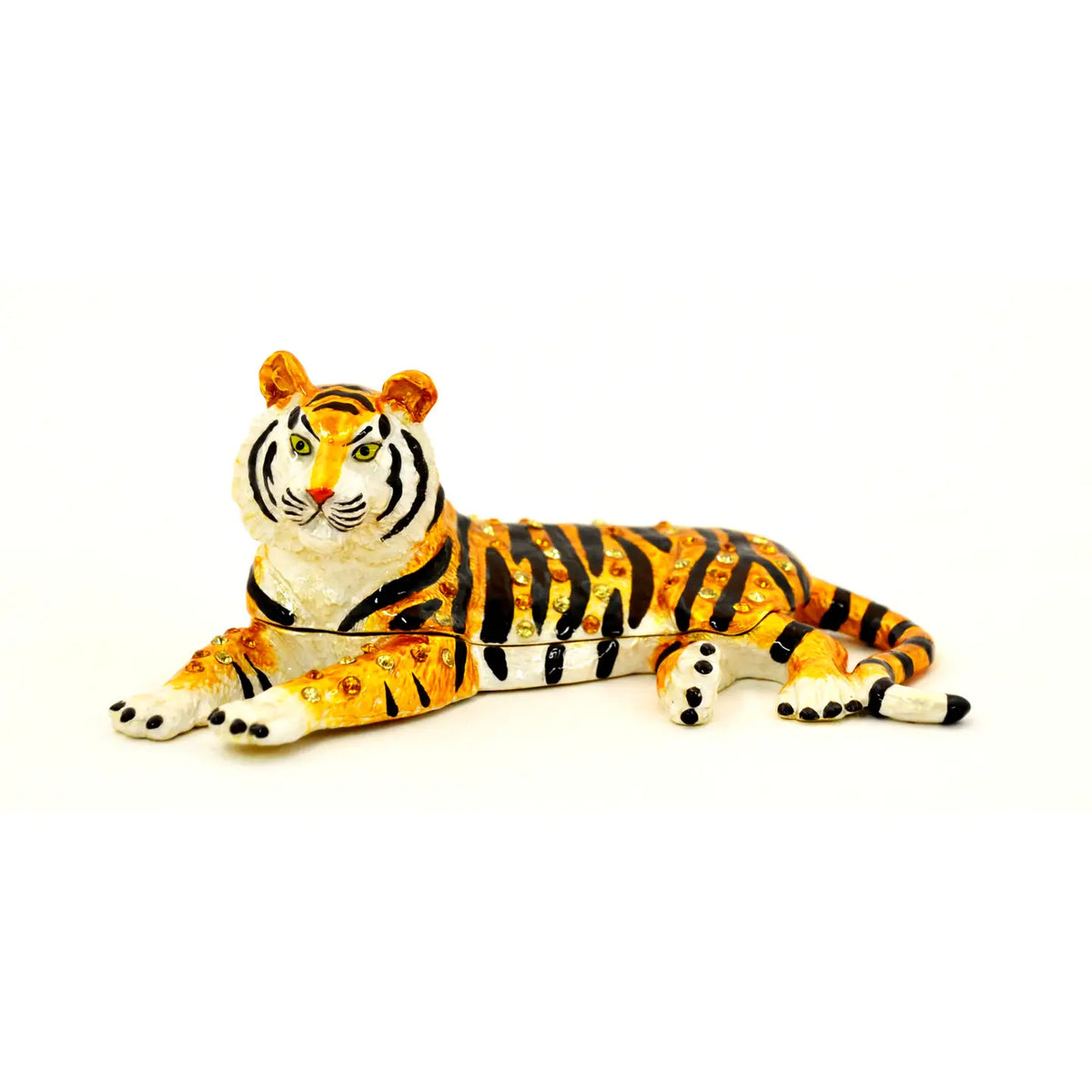 Hand-Painted Enamel Tiger Trinket Box | Grandmillennial Home Decor