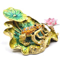 Jeweled Frog with Baby & Flowers on Lily Pad | Grandmillennial Home Decor